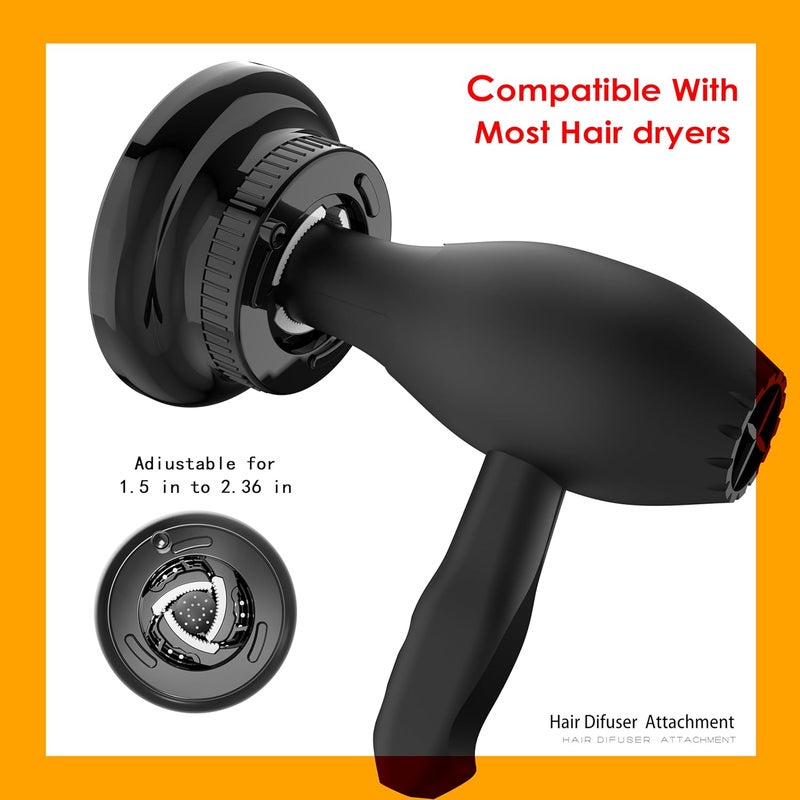 BLOLYO Hair Diffuser Attachment Universal Diffuser Hair Dryer for Curly Hair, Hair Dryer Diffuser for Blow Dry and Volumizing, Hair Diffuser for Curly Hair and Natural Wavy Hair (Black) - Image 3